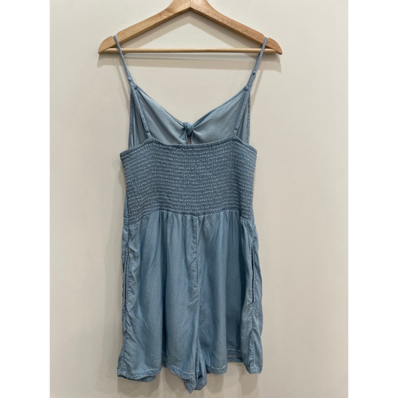 Aerie Knot Romper Blue Denim Chambray Womens Size L Beachy Coastal Resort - Picture 5 of 11
